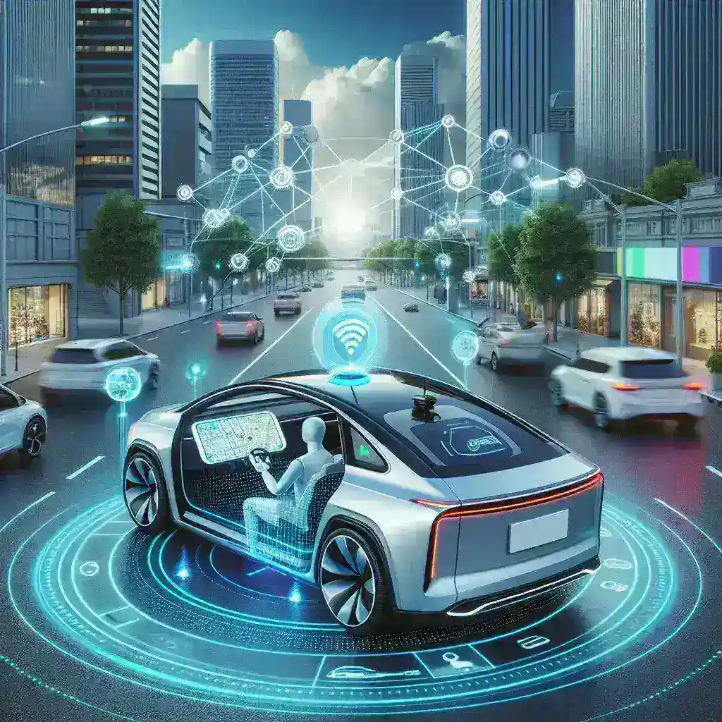 "Lyft RoboTaxi on a city street, showcasing autonomous vehicle technology and driver interface, symbolizing the evolution of ridesharing services and the impact of driver input on future transportation."