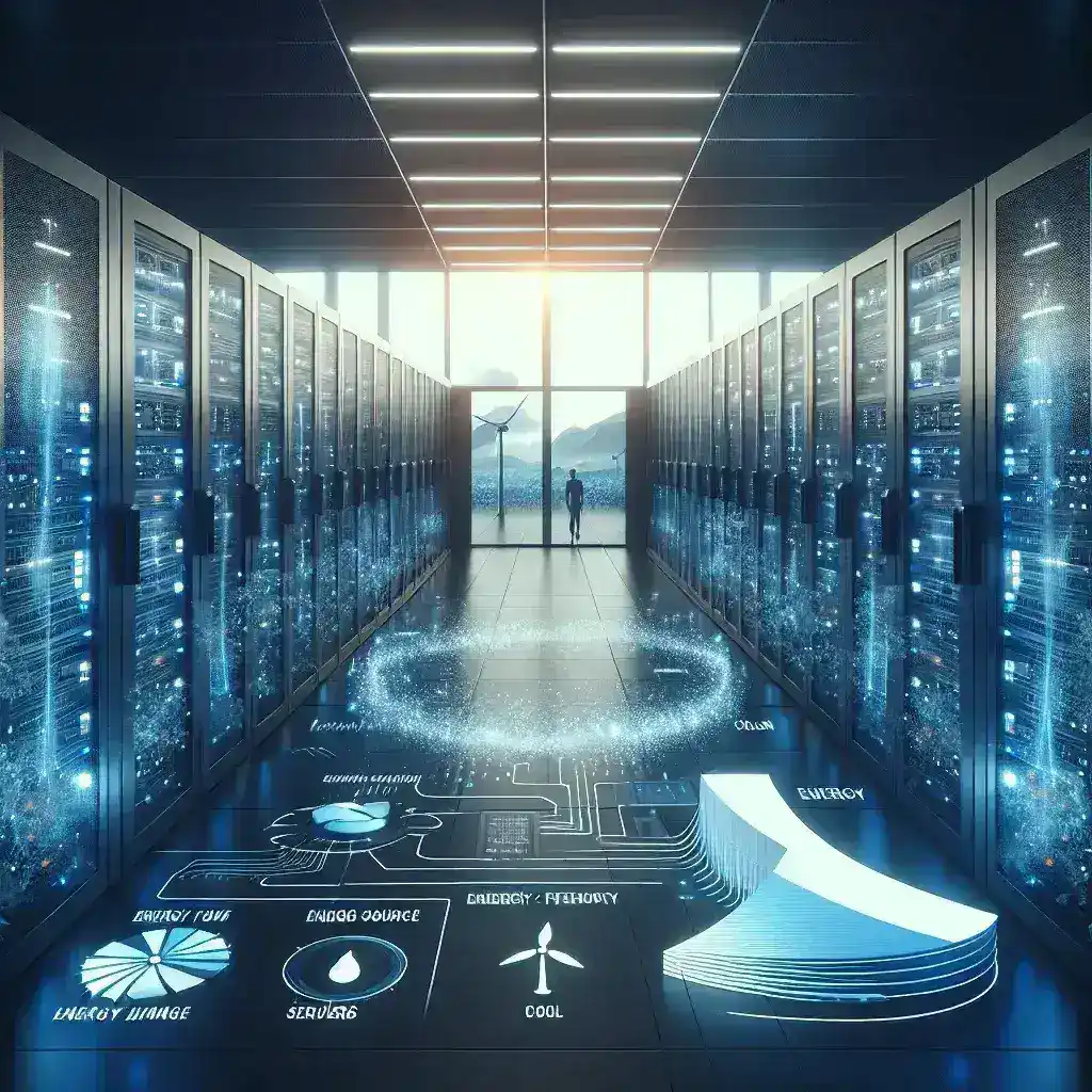 "Infographic illustrating projected energy consumption trends of data centers by 2030, highlighting key statistics and factors influencing energy use in the tech industry."