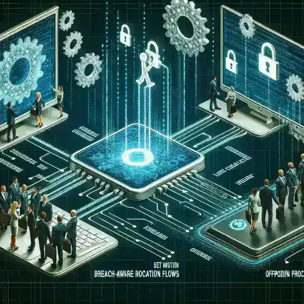 "Password manager interface showcasing breach-aware rotation flows, highlighting security features related to HR offboarding processes for enhanced data protection."