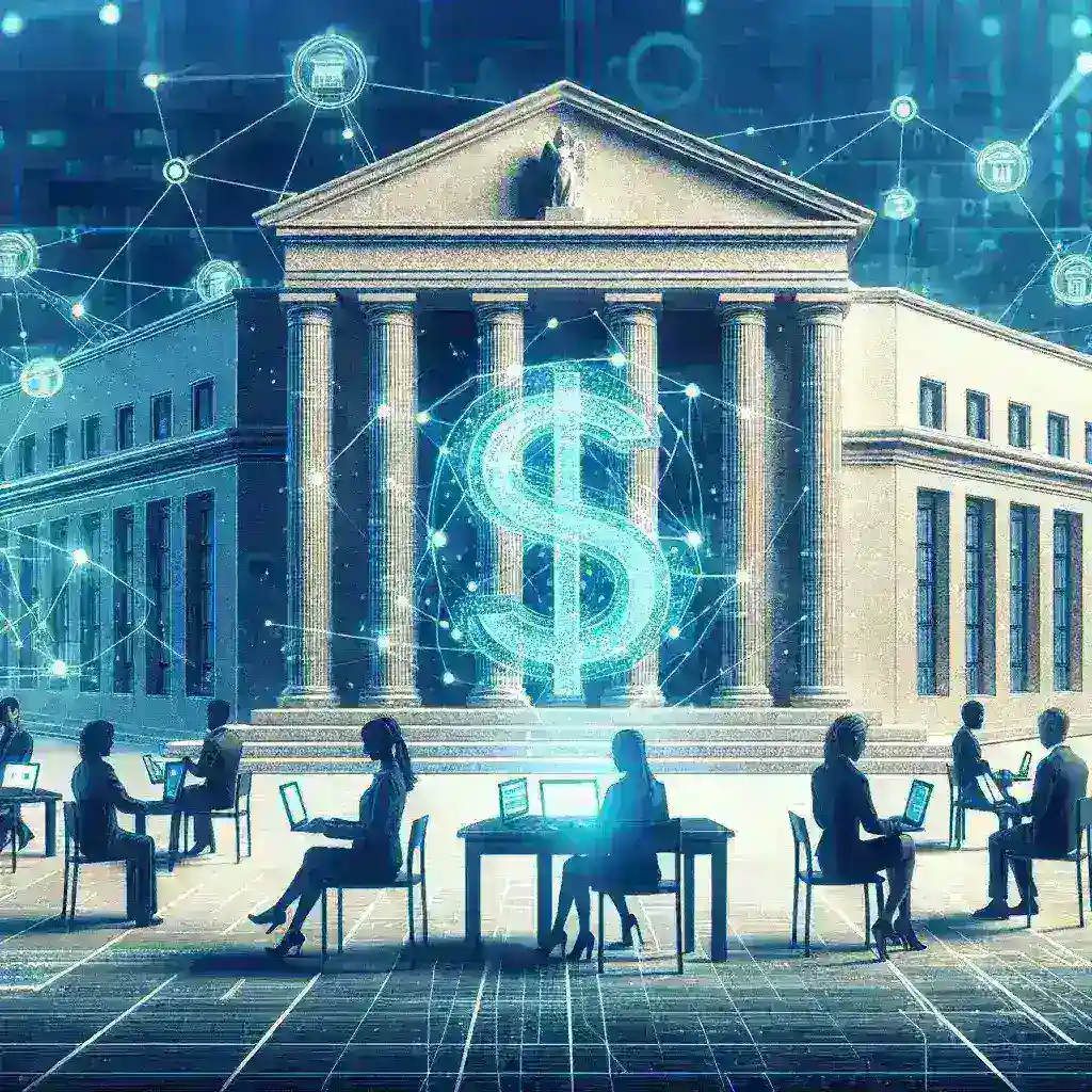 "Federal Reserve digital dollar pilot program announcement featuring blockchain technology and secure financial transactions"